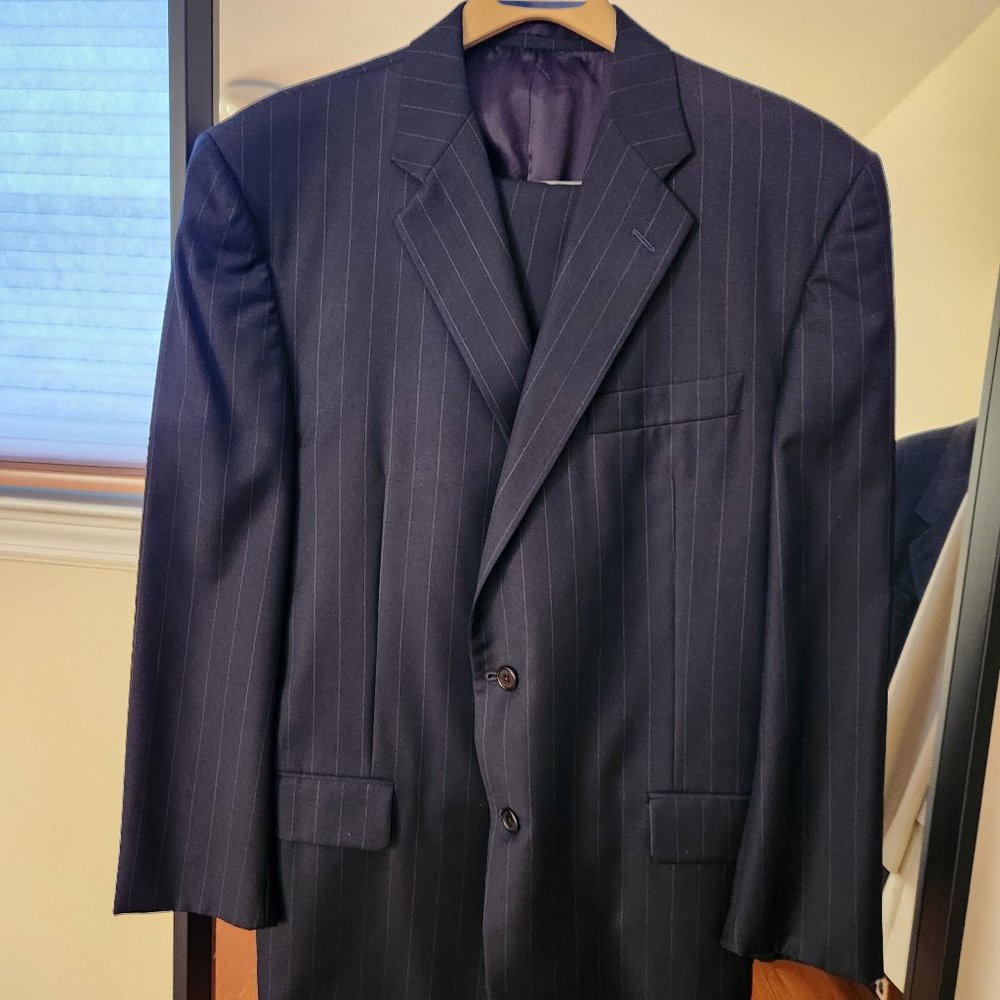 Men's Rothman's Navy Pin Stripe Suit